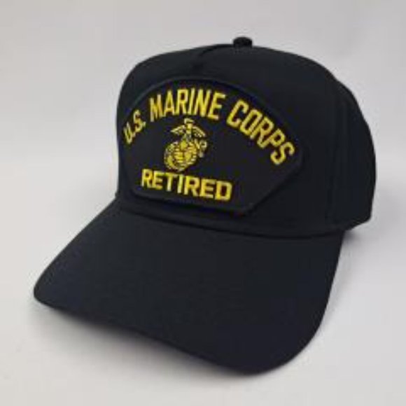 U.S. Marine Corps Retired Men's Hat Ball Cap One Size Black Embroidered Patch - Picture 3 of 4